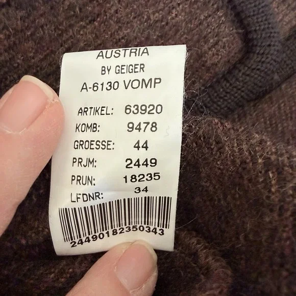 Geiger Brown 100% Wool Cardigan Coat Women's Size 44 US 12-14 Made in Austria